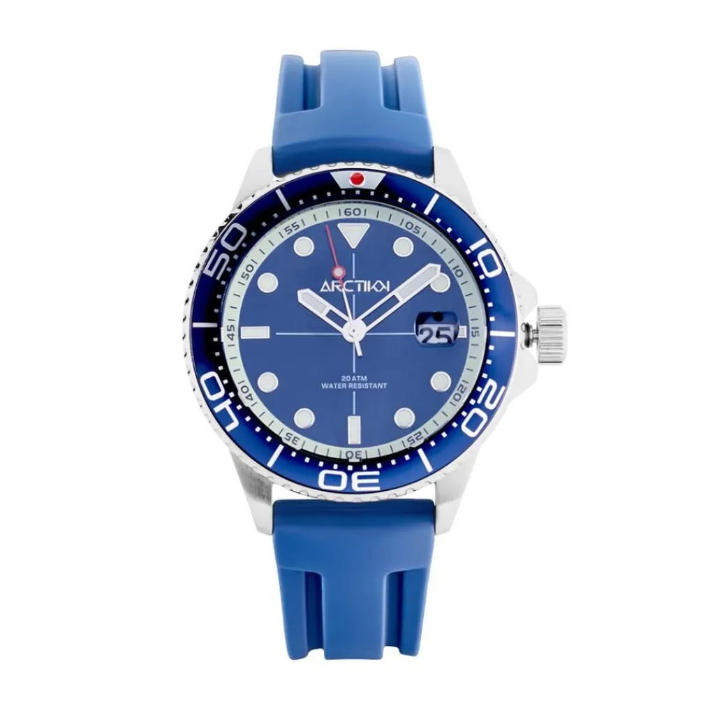 ARCTIK Montre Module Bleu cadran argenté fond bleu bracelet silicone bleu Outlet