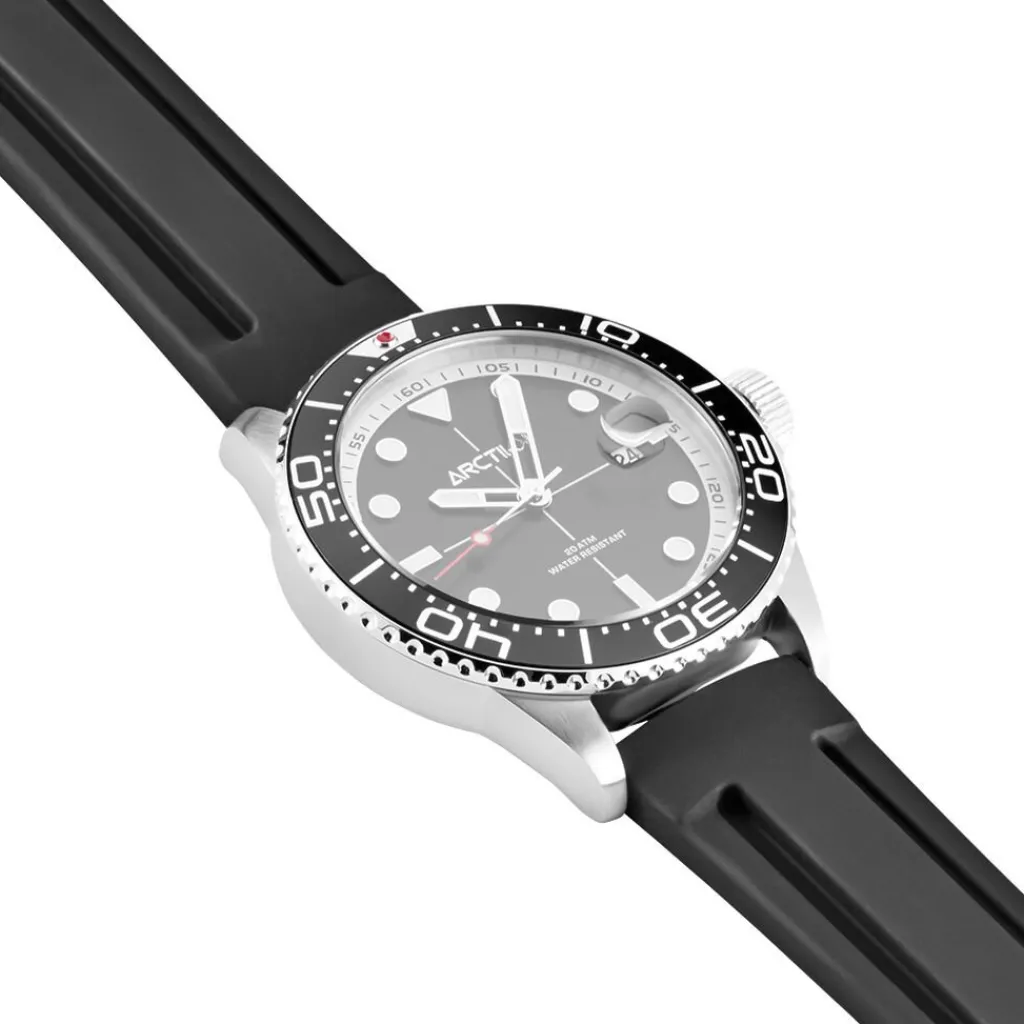 ARCTIK Montre Module Noir cadran argenté fond noir bracelet silicone noir Online