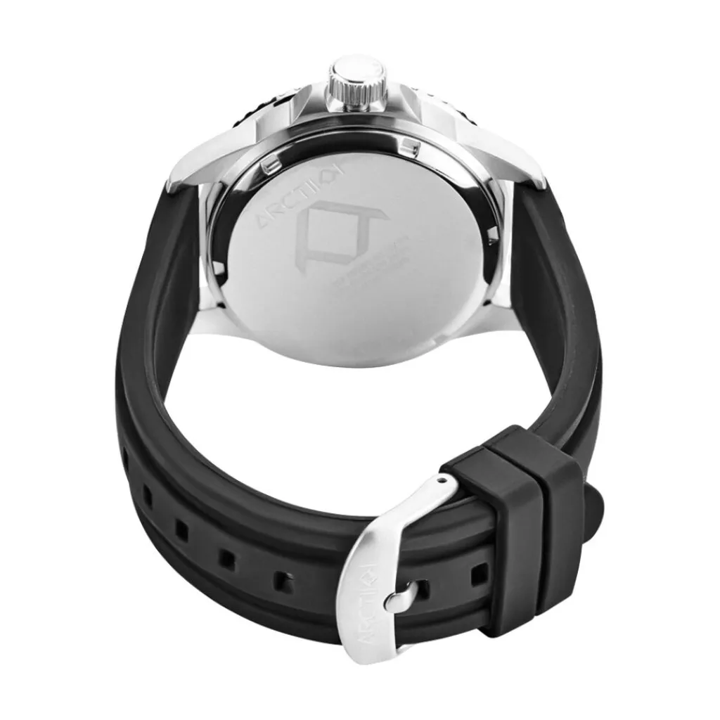ARCTIK Montre Module Noir cadran argenté fond noir bracelet silicone noir Online
