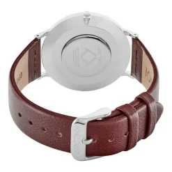 ARCTIK Montre Nomade Blanc cadran argenté fond blanc bracelet cuir marron Online