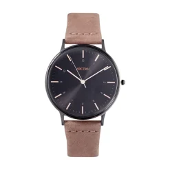 ARCTIK Montre Nomade Noir cadran noir fond noir bracelet cuir marron Hot