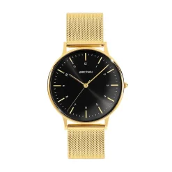 ARCTIK Montre Nomade Noir cadran doré fond noir bracelet acier doré Discount