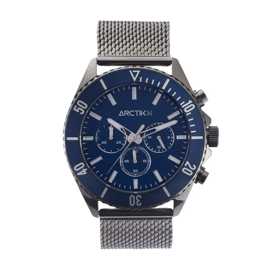 ARCTIK Montre Oxcal Bleu cadran gris fond bleu bracelet acier gris Discount