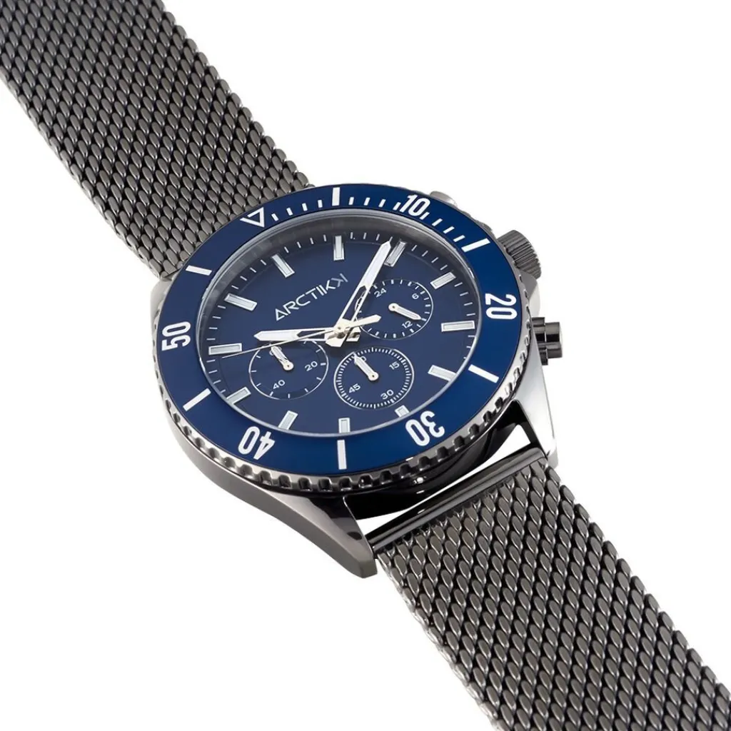 ARCTIK Montre Oxcal Bleu cadran gris fond bleu bracelet acier gris Discount