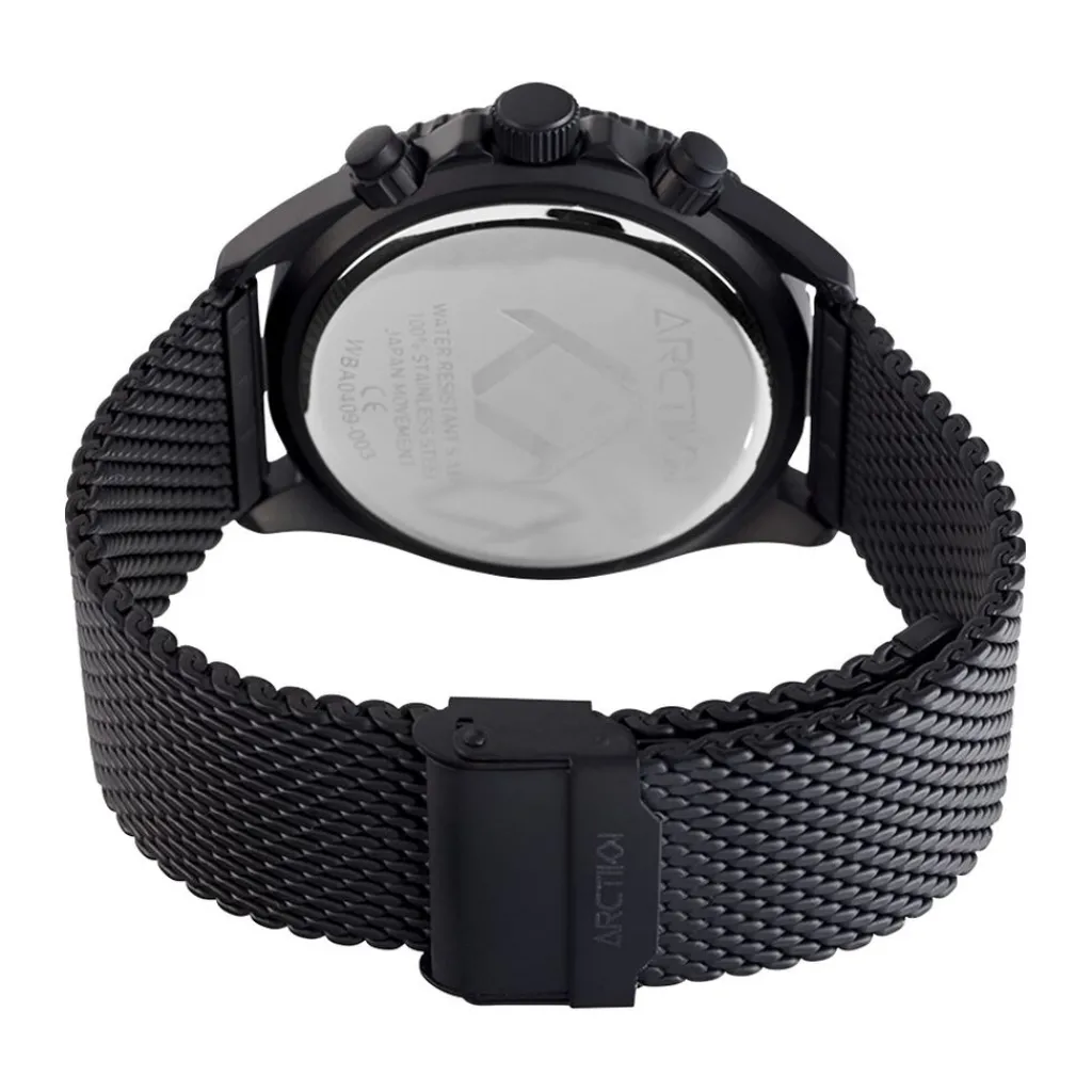 ARCTIK Montre Oxcal Noir cadran noir fond noir bracelet acier noir