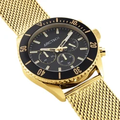 ARCTIK Montre Oxcal Noir cadran doré fond noir bracelet acier doré Best