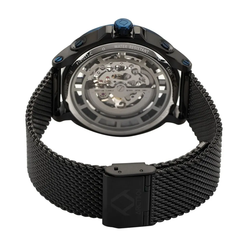 ARCTIK Montre Solstice Bleu cadran noir fond bleu bracelet acier noir Sale