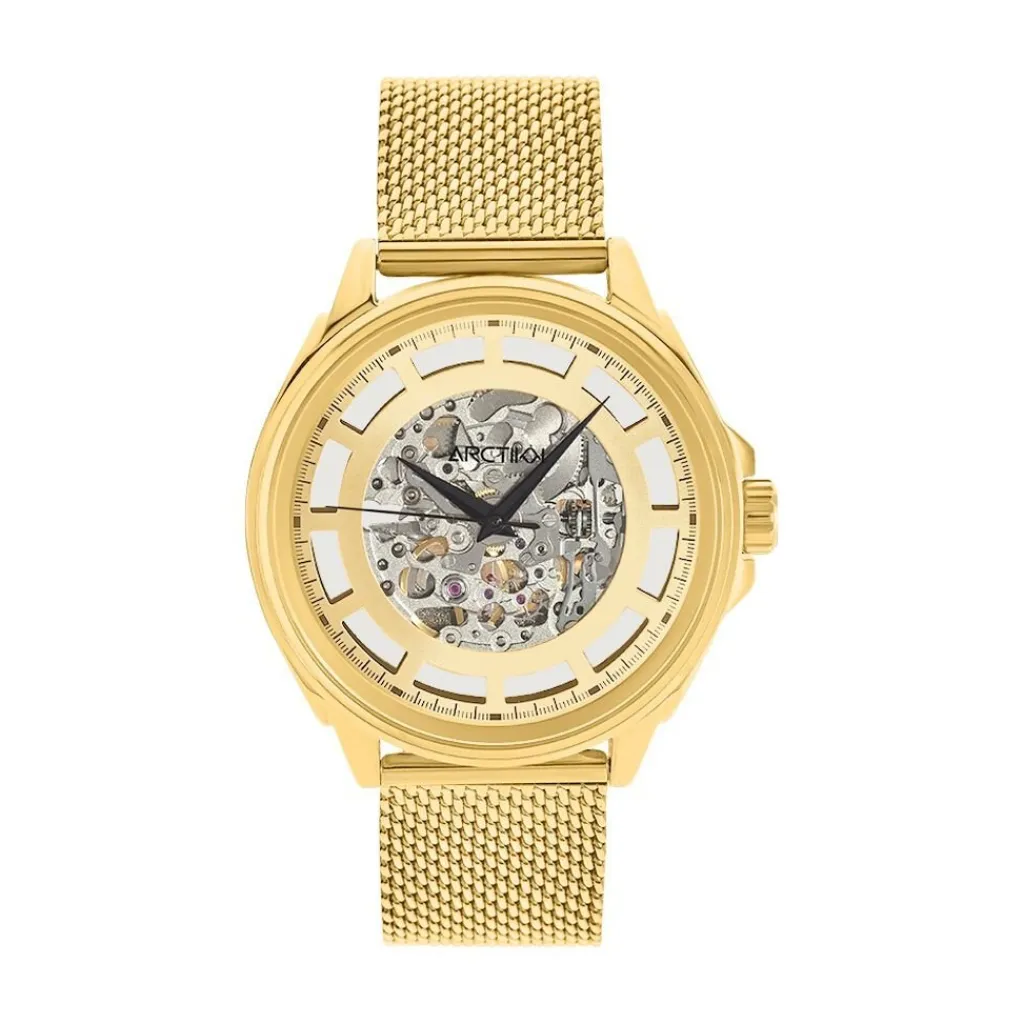 ARCTIK Montre Solstice Doré cadran doré fond doré bracelet acier doré New