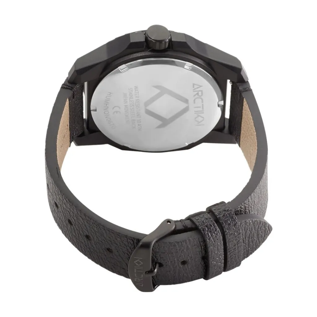 ARCTIK Montre Tx Fusion Noir cadran noir fond noir bracelet cuir noir