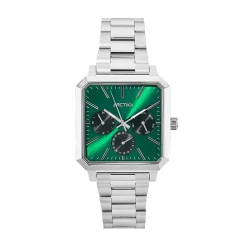 ARCTIK Montre Urbaine Vert cadran argenté fond vert bracelet acier argenté Clearance
