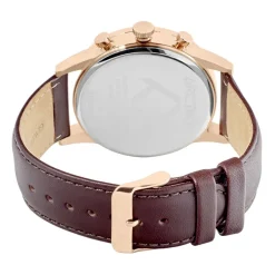 ARCTIK Montre Zenith Bleu cadran doré rose fond bleu bracelet cuir marron