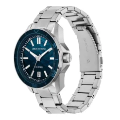 ARMANI EXCHANGE Montre Bleu cadran argenté fond bleu bracelet acier argenté Hot
