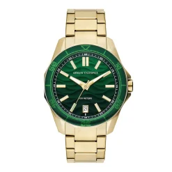 ARMANI EXCHANGE Montre Vert cadran doré fond vert bracelet acier doré Online