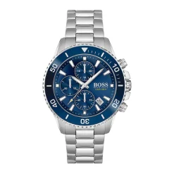 HUGO BOSS Montre Boss Admiral Bleu cadran argenté fond bleu bracelet acier argenté Hot