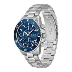 HUGO BOSS Montre Boss Admiral Bleu cadran argenté fond bleu bracelet acier argenté Hot