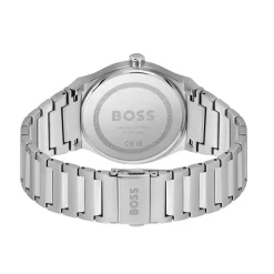 HUGO BOSS Montre Boss Candor Bleu cadran argenté fond bleu bracelet acier argenté New