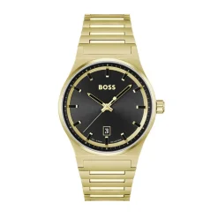 HUGO BOSS Montre Boss Candor Noir cadran doré fond noir bracelet acier doré Sale