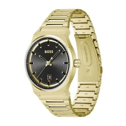 HUGO BOSS Montre Boss Candor Noir cadran doré fond noir bracelet acier doré Sale