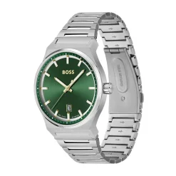 HUGO BOSS Montre Boss Candor Vert cadran argenté fond vert bracelet acier argenté Sale