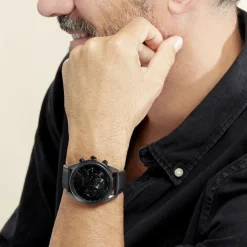 HUGO BOSS Montre Boss Champion Noir cadran noir fond noir bracelet cuir noir Online