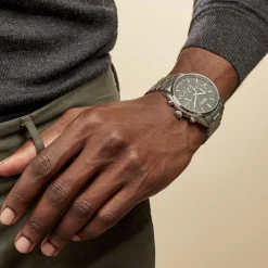 HUGO BOSS Montre Boss Champion Noir cadran argenté fond noir bracelet acier argenté Sale