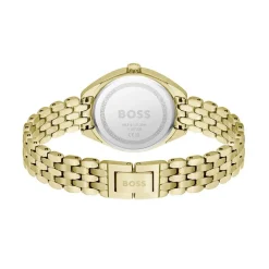 HUGO BOSS Montre Boss Mae Blanc cadran doré fond blanc bracelet acier doré Clearance