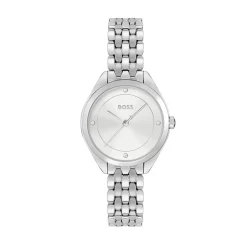 HUGO BOSS Montre Boss Mae Blanc cadran argenté fond blanc bracelet acier argenté Sale
