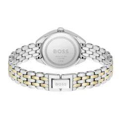 HUGO BOSS Montre Boss Mae Blanc cadran argenté fond blanc bracelet acier bicolore Discount