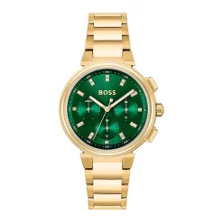 HUGO BOSS Montre Boss One Vert cadran doré fond vert bracelet acier doré Best