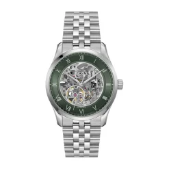 HUGO BOSS Montre Boss Principle Skeleton Vert cadran argenté fond vert bracelet acier argenté Sale