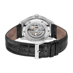 HUGO BOSS Montre Boss Principle Skeleton Noir cadran argenté fond noir bracelet cuir de veau noir Clearance