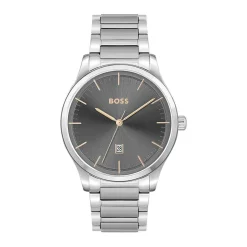 HUGO BOSS Montre Boss Reason Gris cadran argenté fond gris bracelet acier argenté Hot