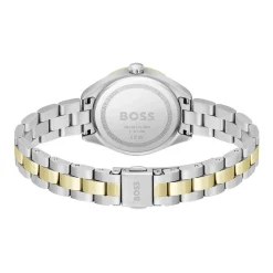 HUGO BOSS Montre Boss Sage Noir cadran argenté fond noir bracelet acier bicolore Hot