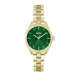 HUGO BOSS Montre Boss Sage Vert cadran doré fond vert bracelet acier doré