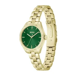 HUGO BOSS Montre Boss Sage Vert cadran doré fond vert bracelet acier doré
