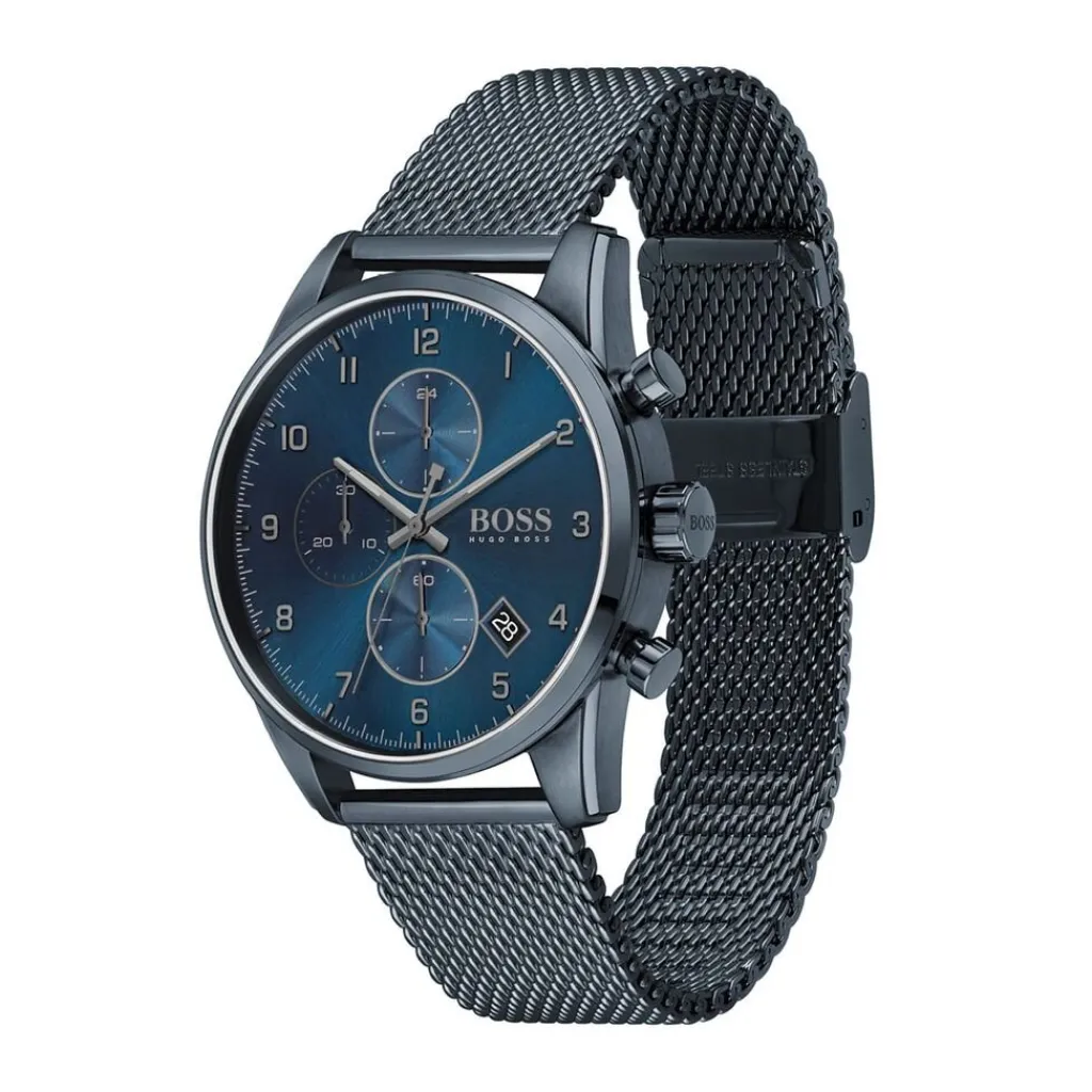 HUGO BOSS Montre Boss Skymaster Bleu cadran bleu fond bleu bracelet acier bleu Clearance