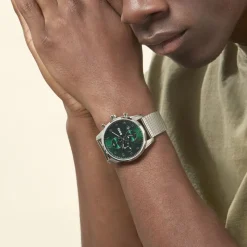 HUGO BOSS Montre Boss Skymaster Vert cadran argenté fond vert bracelet acier argenté Hot