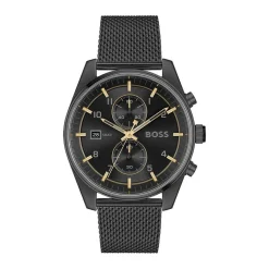 HUGO BOSS Montre Boss Skytraveller Noir cadran noir fond noir bracelet acier noir Discount