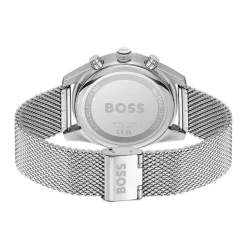 HUGO BOSS Montre Boss Skytraveller Bleu cadran argenté fond bleu bracelet acier argenté Outlet