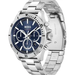 HUGO BOSS Montre Boss Troper Bleu cadran argenté fond bleu bracelet acier argenté Online