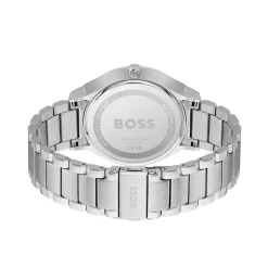 HUGO BOSS Montre Boss Tyler Bleu cadran argenté fond bleu bracelet acier argenté Outlet