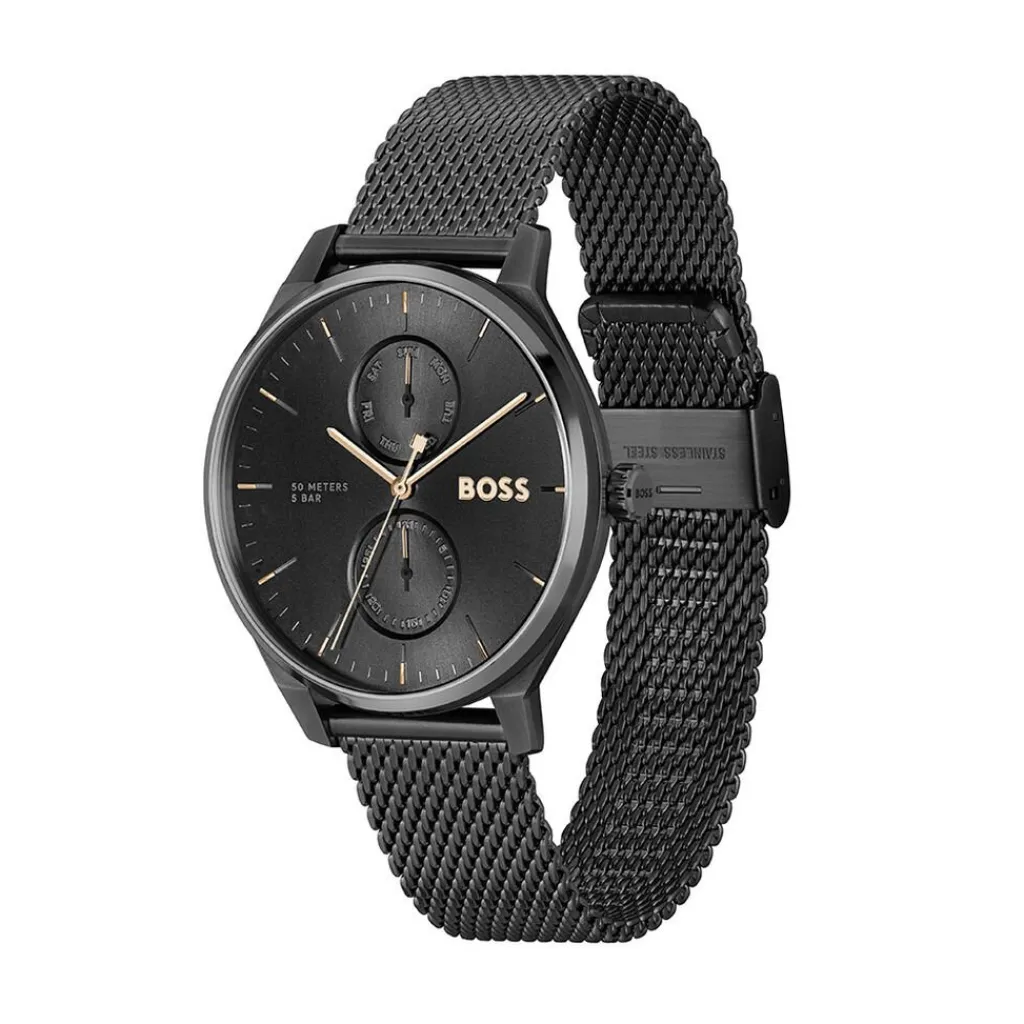 HUGO BOSS Montre Boss Tyler Noir cadran noir fond noir bracelet acier noir Best