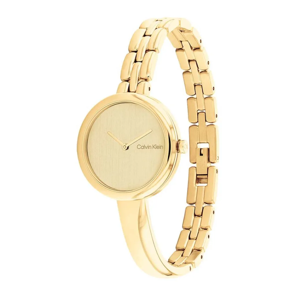 CALVIN KLEIN Montre Bangled Doré cadran doré fond doré bracelet acier doré Clearance