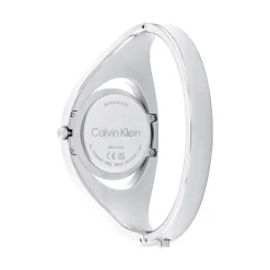 CALVIN KLEIN Montre Elated Noir cadran argenté fond noir bracelet acier argenté New