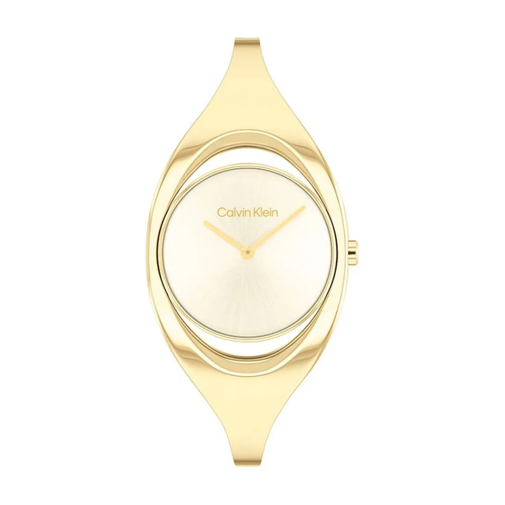 CALVIN KLEIN Montre Elated Champagne cadran doré fond champagne bracelet acier doré Best