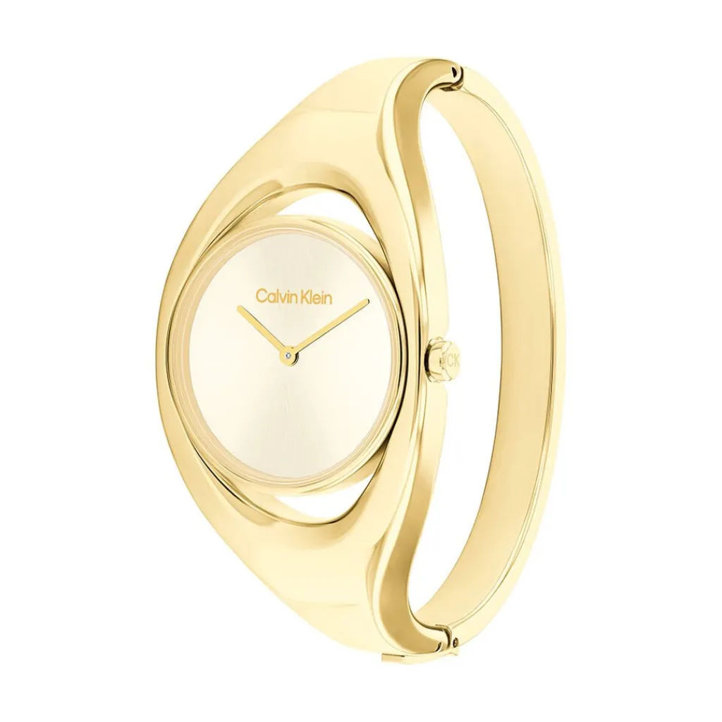 CALVIN KLEIN Montre Elated Champagne cadran doré fond champagne bracelet acier doré Best