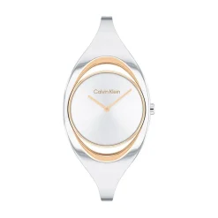 CALVIN KLEIN Montre Elated Blanc cadran doré fond blanc bracelet acier argenté