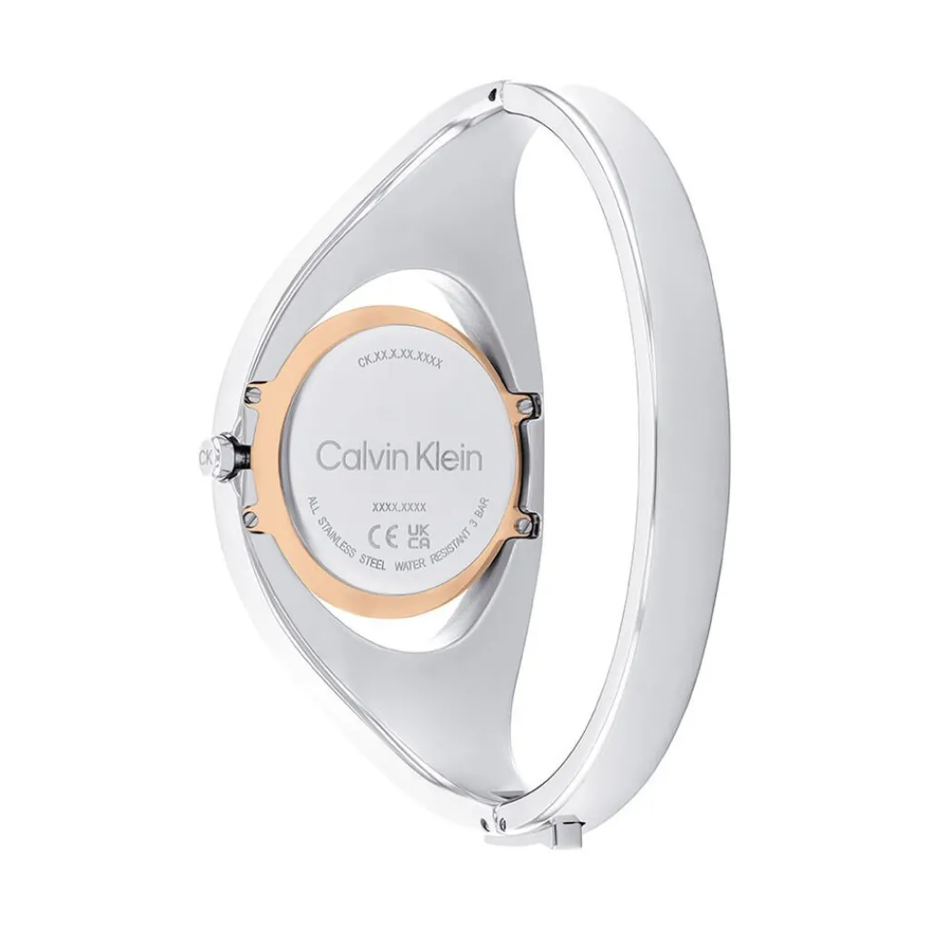CALVIN KLEIN Montre Elated Blanc cadran doré fond blanc bracelet acier argenté