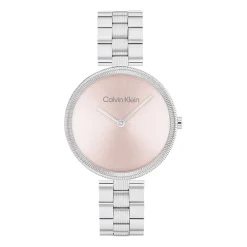 CALVIN KLEIN Montre Gleam Rose cadran rose fond rose bracelet acier argenté