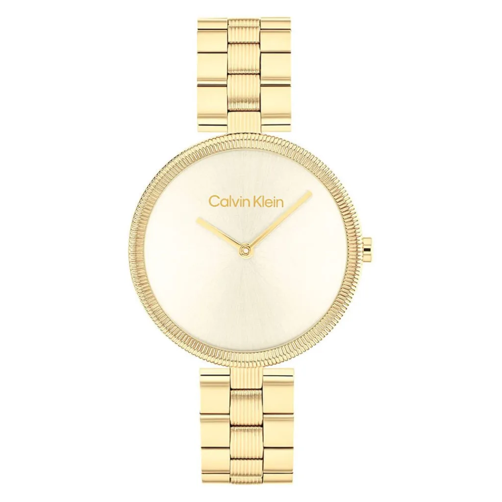 CALVIN KLEIN Montre Gleam Doré cadran doré fond doré bracelet acier doré Clearance